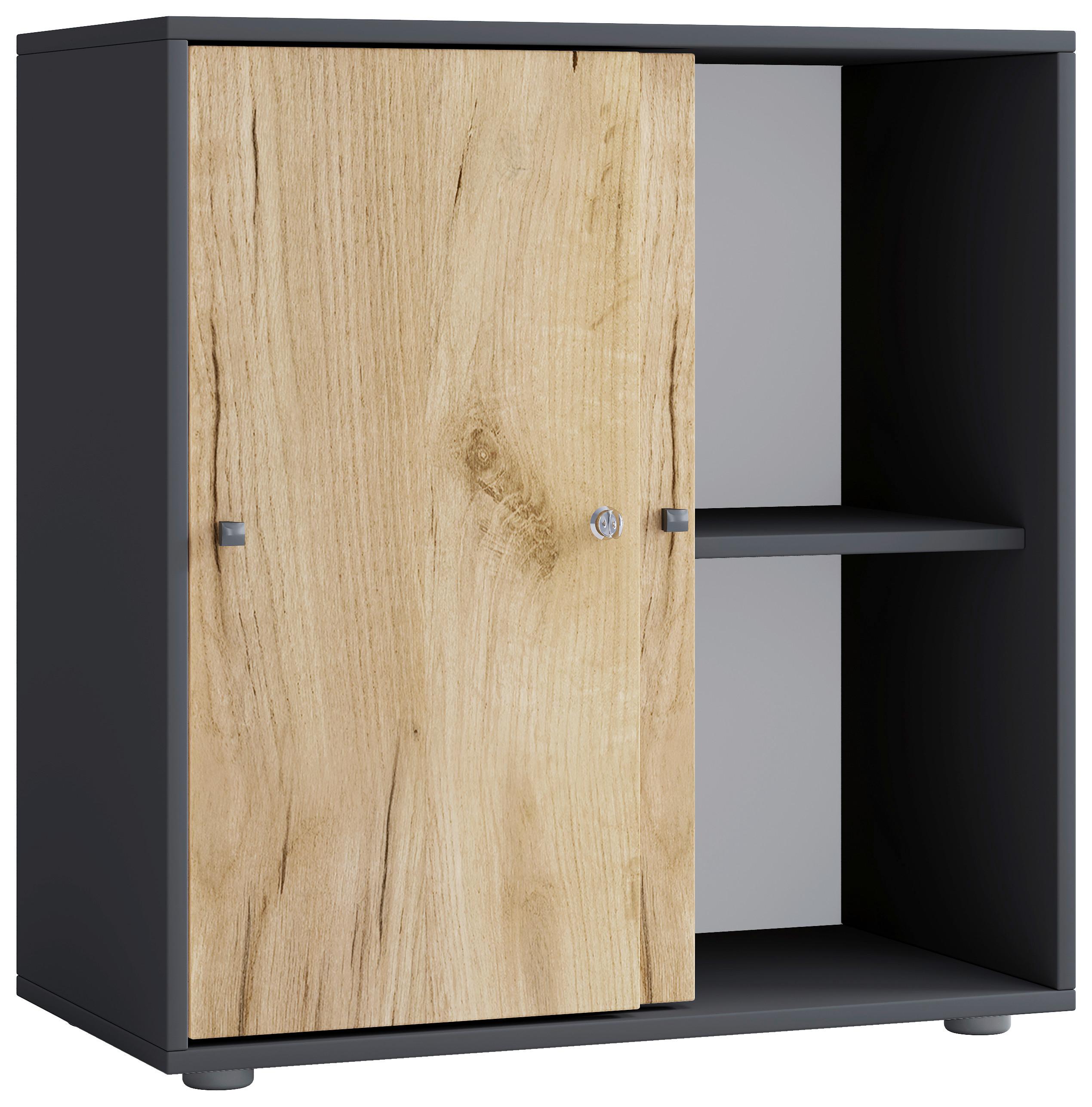 Regal Lona Anthrazit/eiche Dekor B: 70cm - Honigeiche/Anthrazit, Design, Holzwerkstoff (70/74/37cm) - MID.YOU