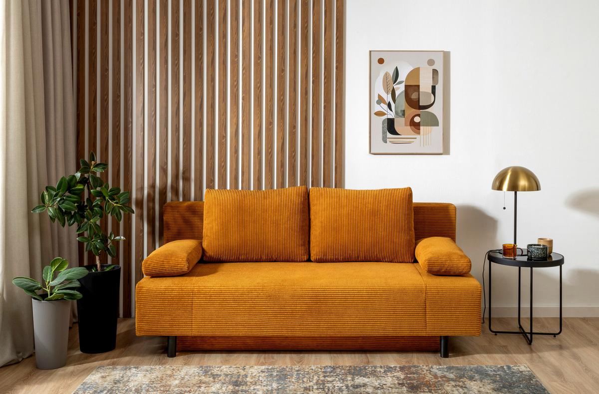 Sofa Leoni, Currygelb B: 191 Cm - Currygelb/Schwarz, KONVENTIONELL, Holz/Textil (191/92/89cm) - MID.YOU