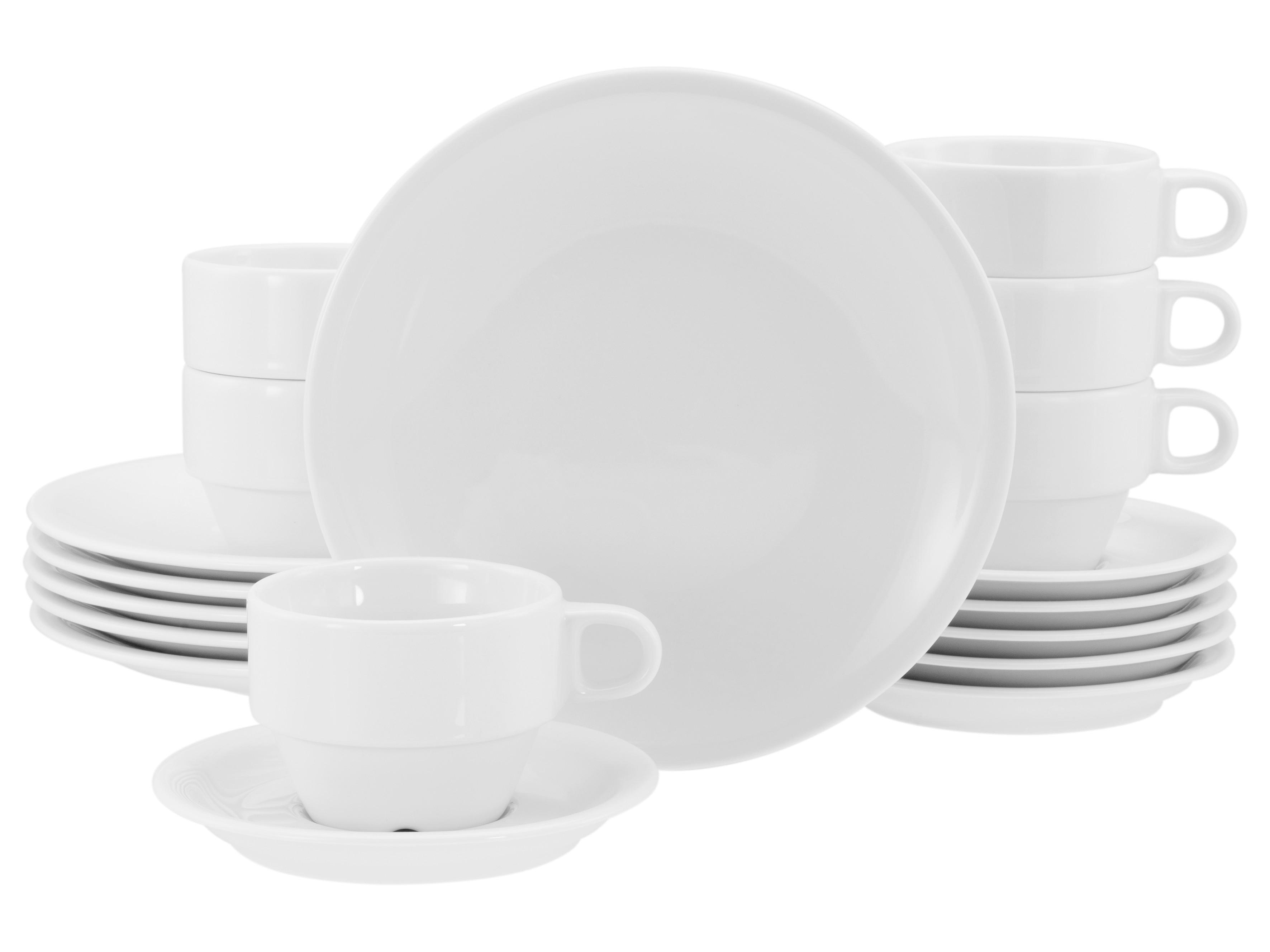 Kaffeeservice Milano 18-tlg. Keramik, weiß - Weiß, Basics, Keramik - Creatable