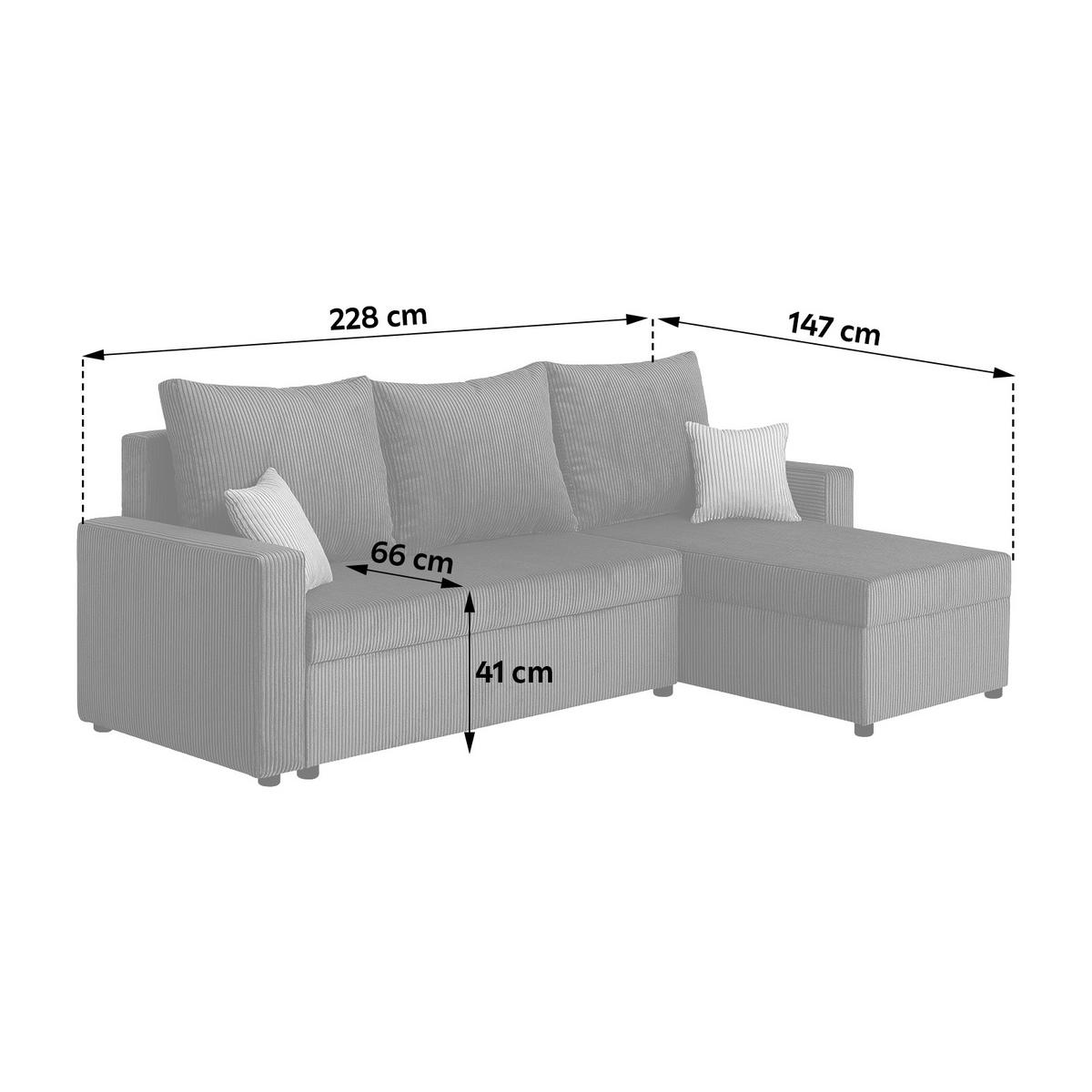 Ecksofa Star - Dunkelgrau/Creme, Design, Holzwerkstoff/Textil (228/147cm) - P & B