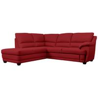 Ecksofa Nebolo Rot Lederlook - Rot, Design, Textil (225/245cm) - Livetastic