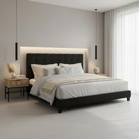 Čalouněná manželská postel FREDERICO, 180x200, černá - černá, Moderní, kov/dřevo (180/200cm) - Bessagi Home