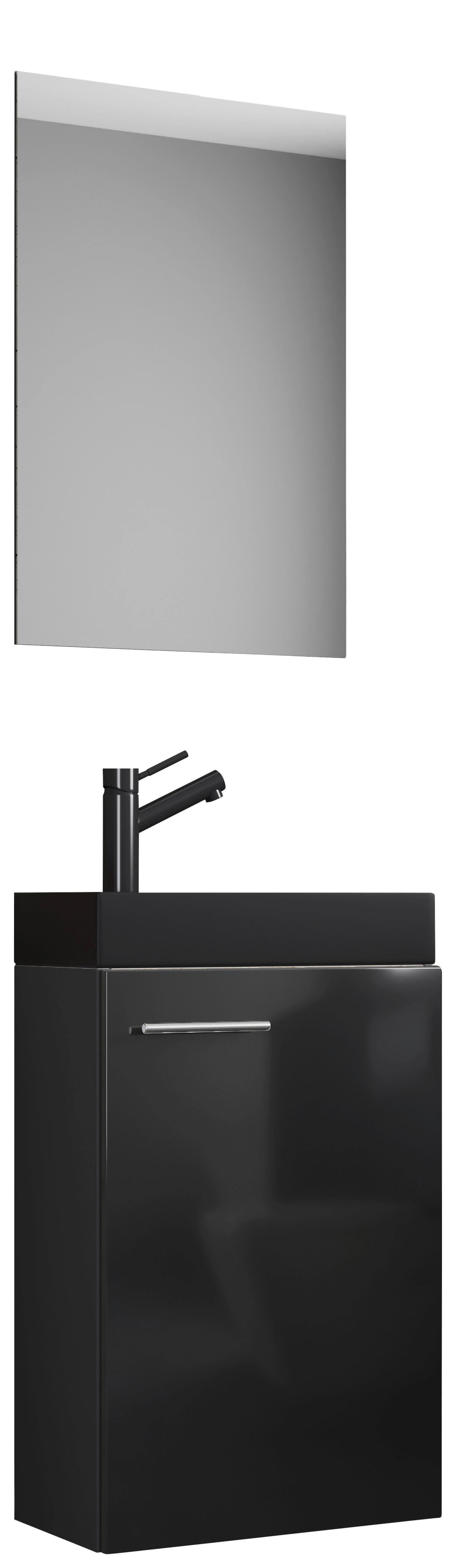 Gästebad Slito Bl - Schwarz, MODERN, Glas/Keramik (41cm) - MID.YOU