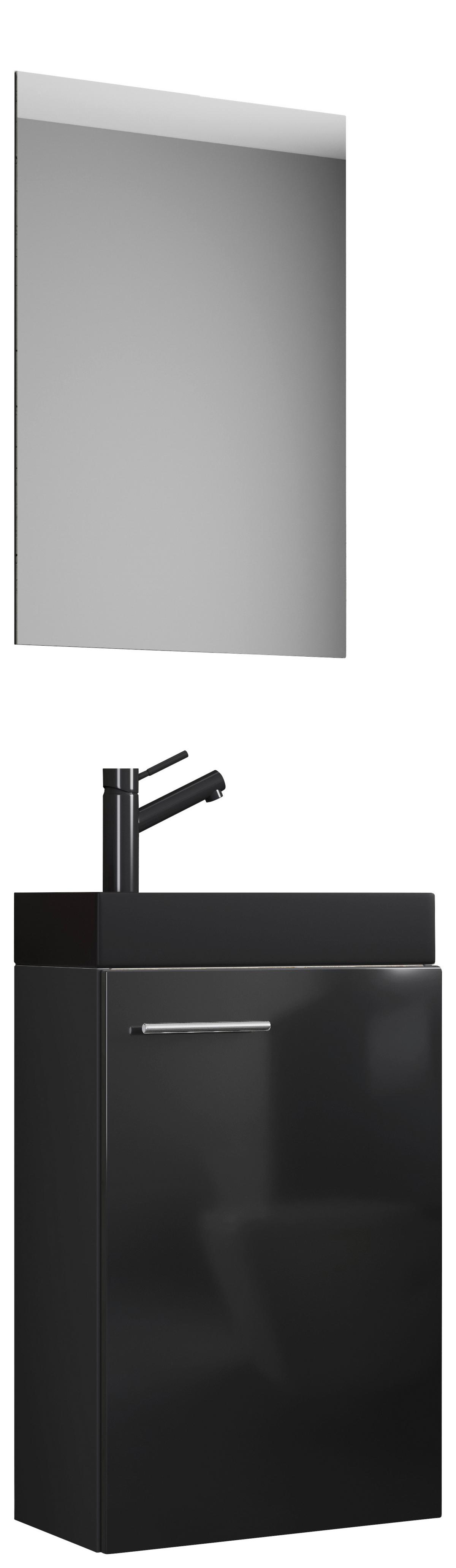 Gästebad Slito Bl - Schwarz, MODERN, Glas/Keramik (41cm) - MID.YOU