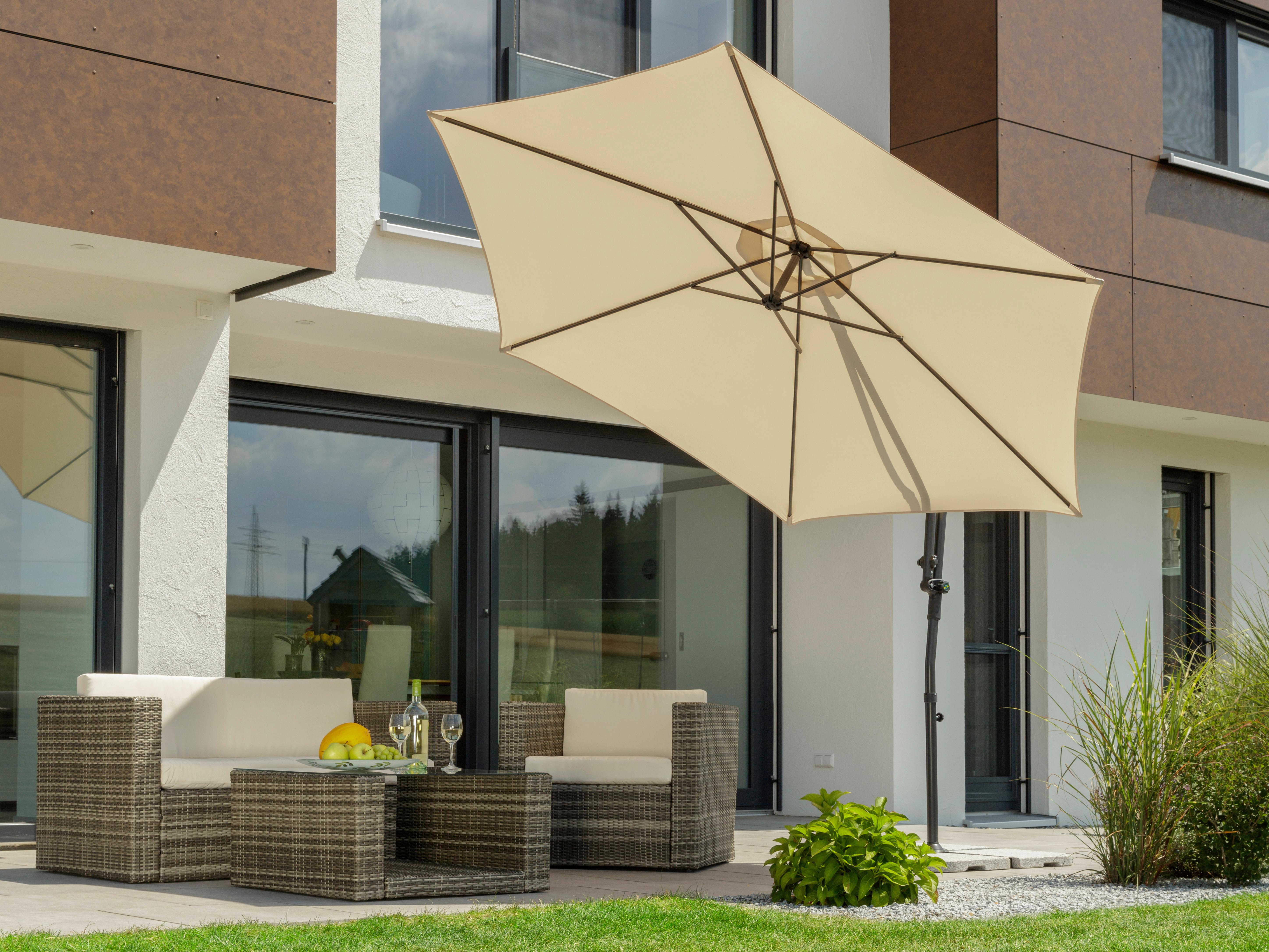 Ampelschirm 278x263x300 cm Naturfarben - Anthrazit/Naturfarben, Basics, Textil/Metall (278/263/300cm) - Schneider