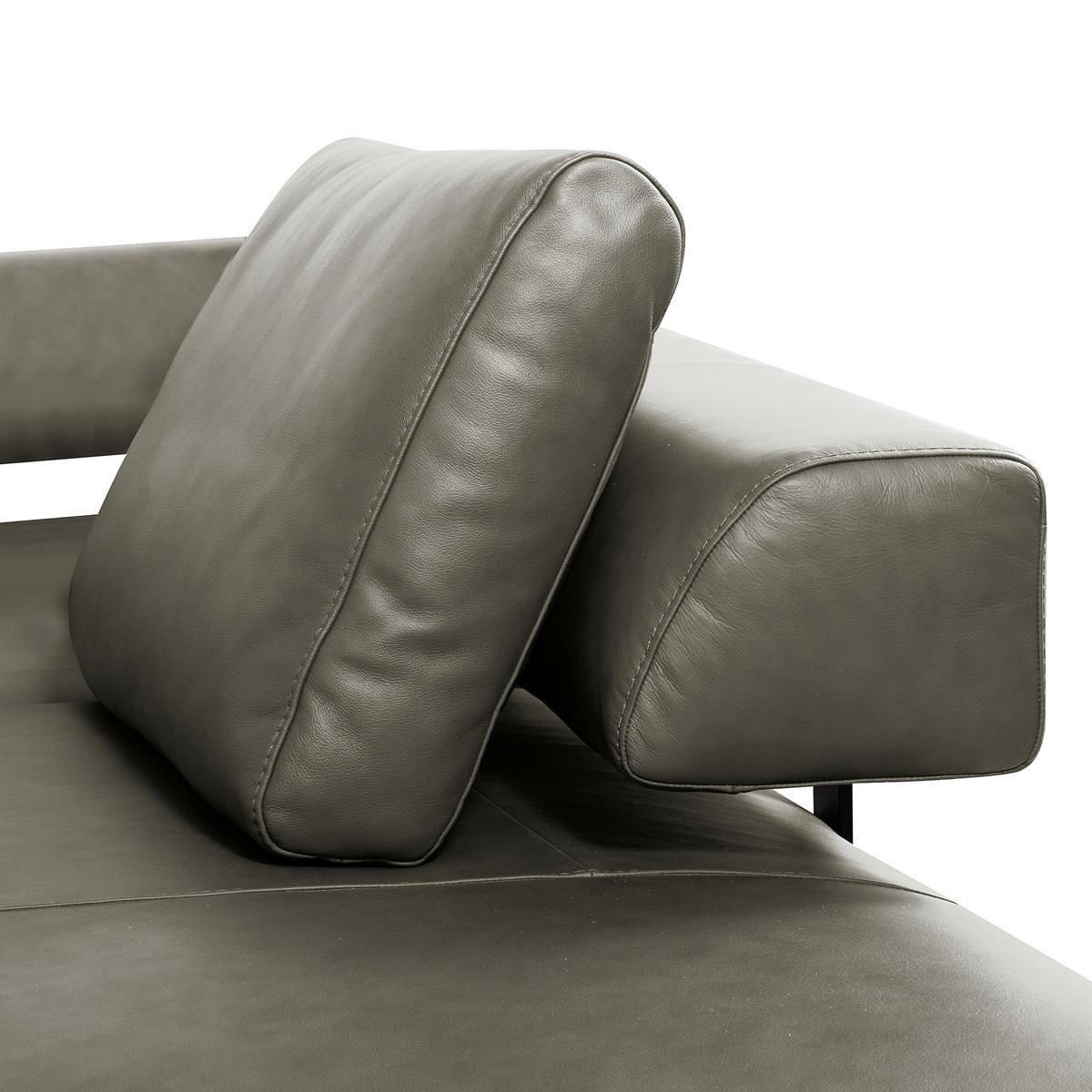 Ecksofa Como Echtleder Grau 306x237 - Schwarz/Grau, Design, Leder (306/237cm) - Livetastic