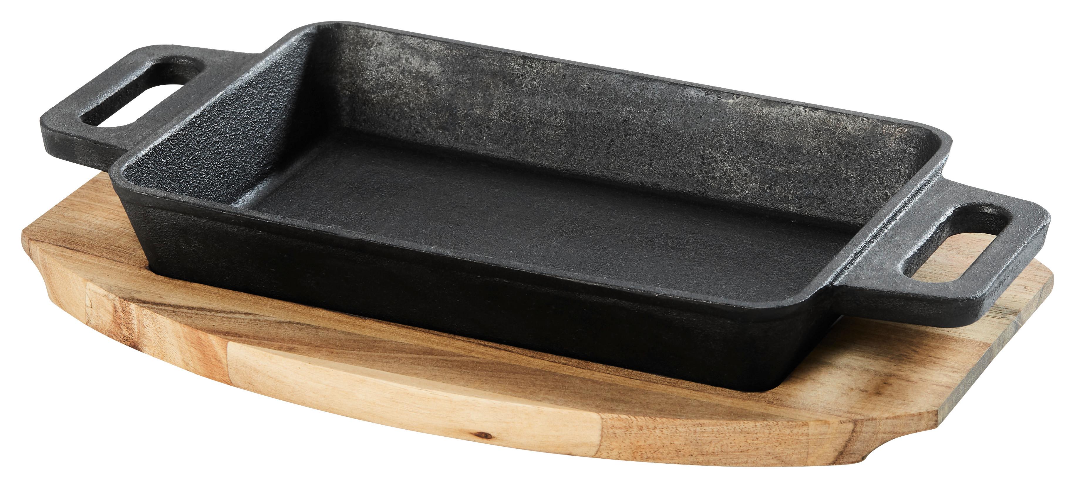 Zapíkací mísa Gourmet - černá/přírodní barvy, Konvenční, kov/dřevo (29,9/20,5/5cm) - Premium Living