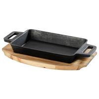 Zapíkací mísa Gourmet - černá/přírodní barvy, Konvenční, kov/dřevo (29,9/20,5/5cm) - Premium Living