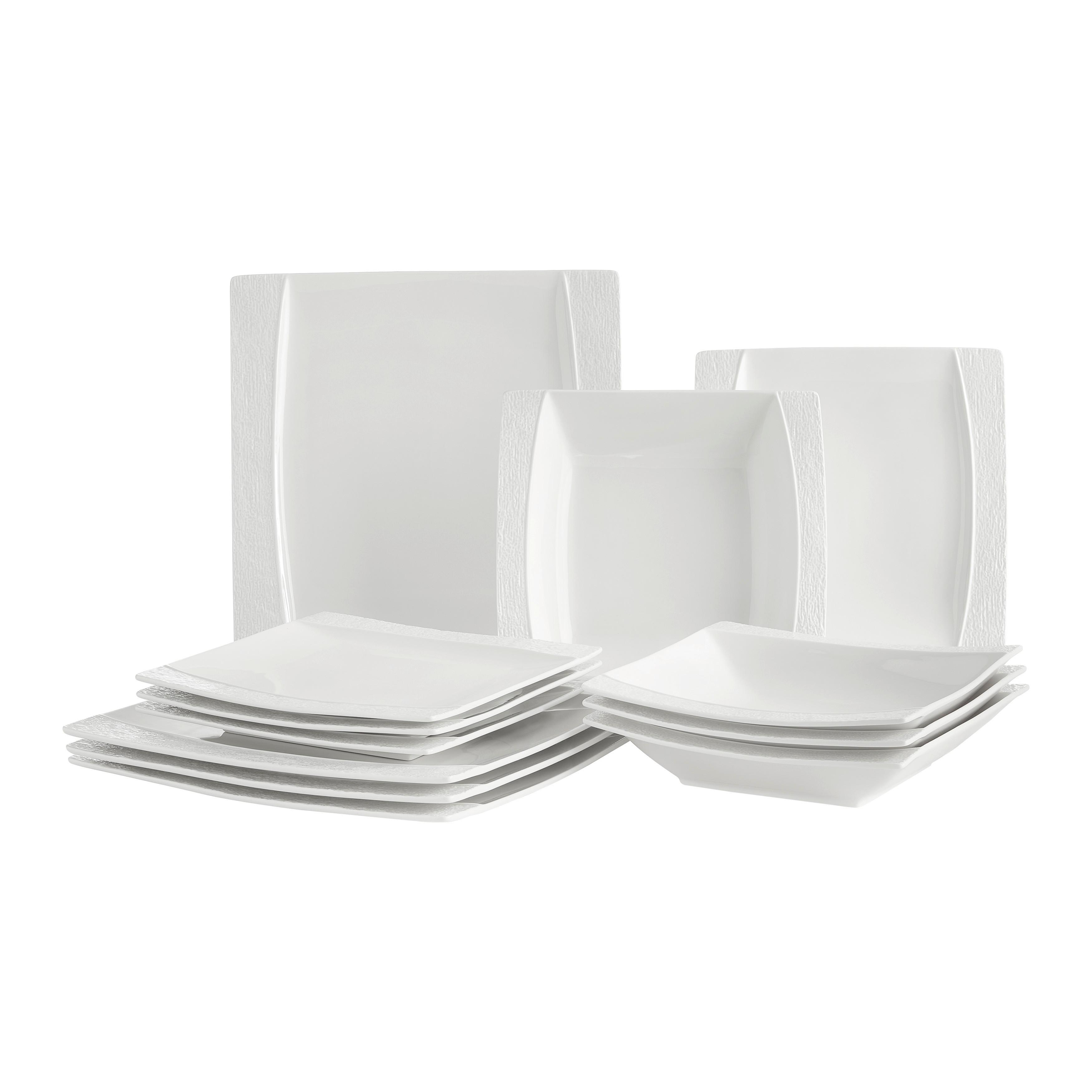 Jedálenský servis RUKI, 12- dielny - biela, Modern, keramika (26.2/26/2.1cm) - Modern Living