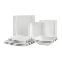 Jedálenský servis RUKI, 12- dielny - biela, Modern, keramika (26.2/26/2.1cm) - Modern Living