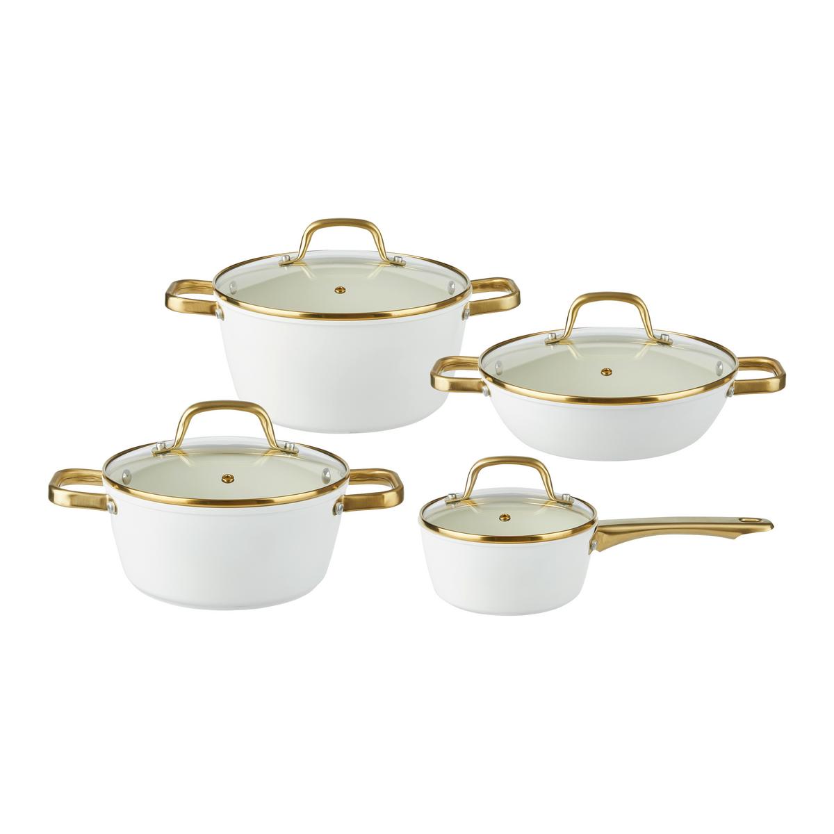 Sada hrncov ELEGANCE - číra/biela, Konventionell, kov/sklo - Mömax