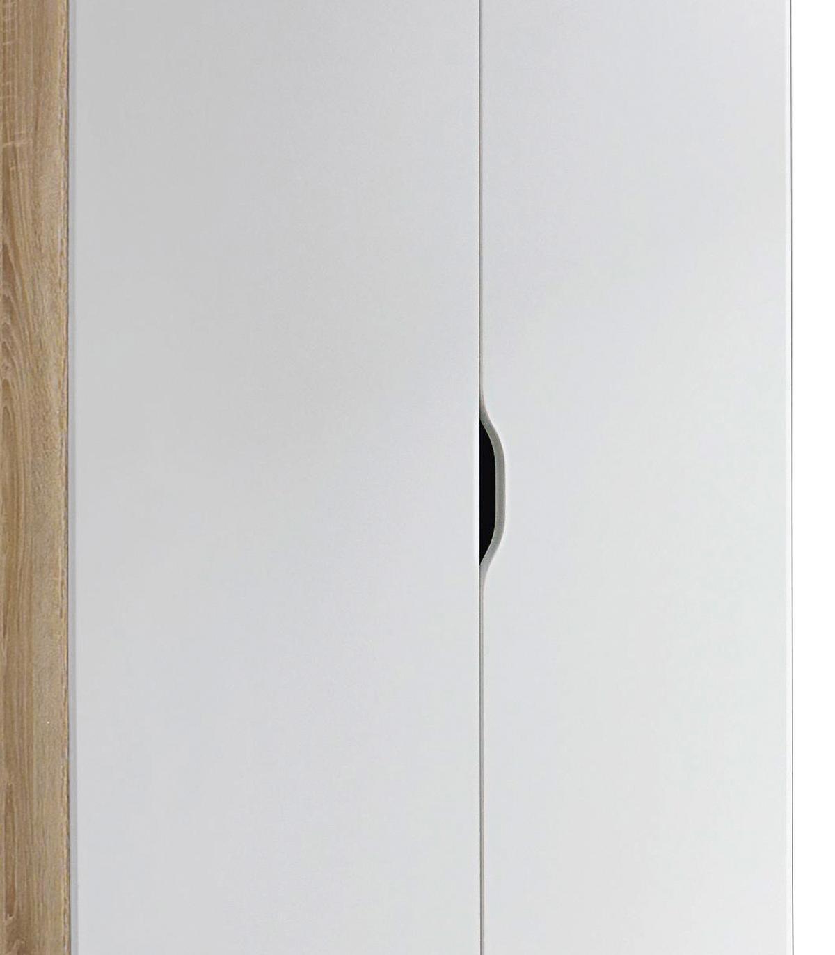 Drehtürenschrank Grifflos 91cm Freising, Weiß/ Eiche Dekor - Eichefarben/Weiß, MODERN, Holzwerkstoff (91/197/54cm) - Rauch Möbel