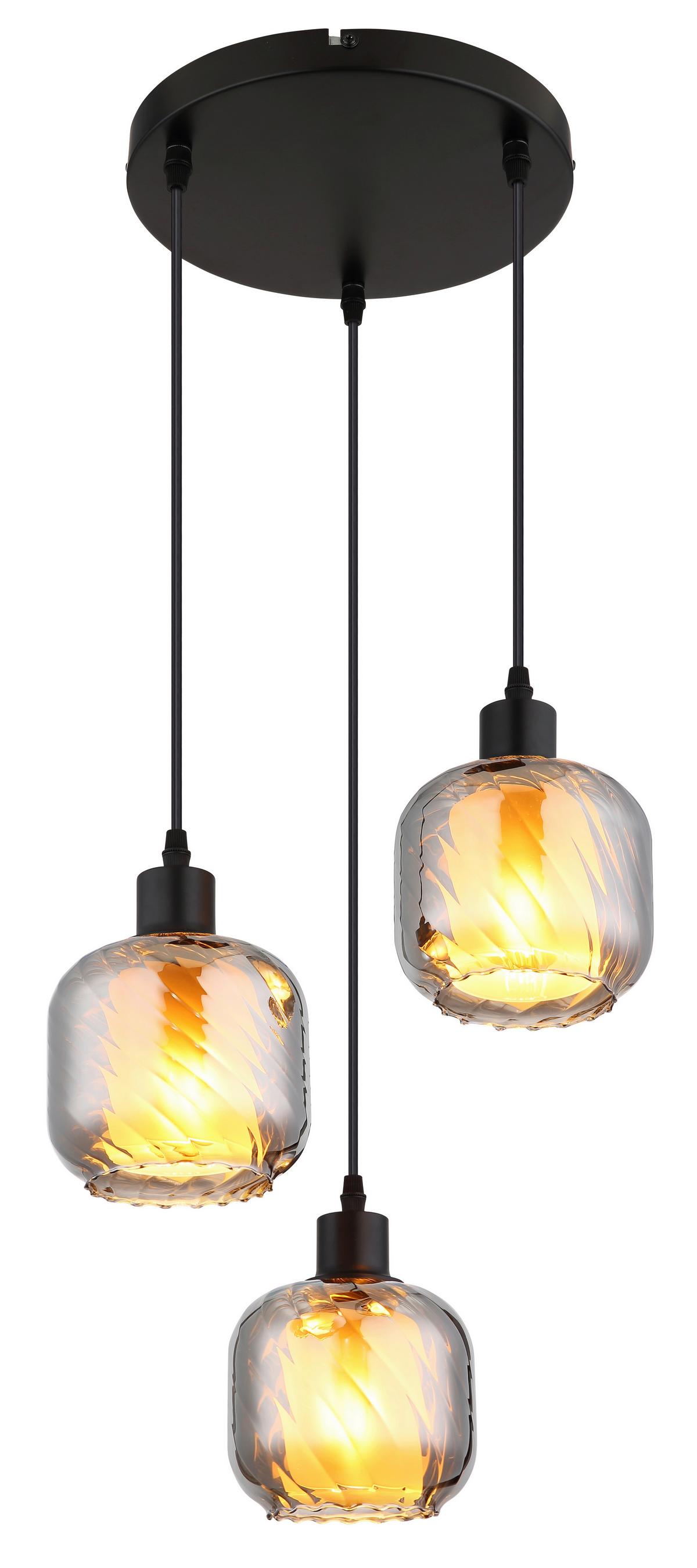 Függőlámpa 15754-3h  Xia - fekete/opál, Design, műanyag/üveg (35/120cm) - Globo