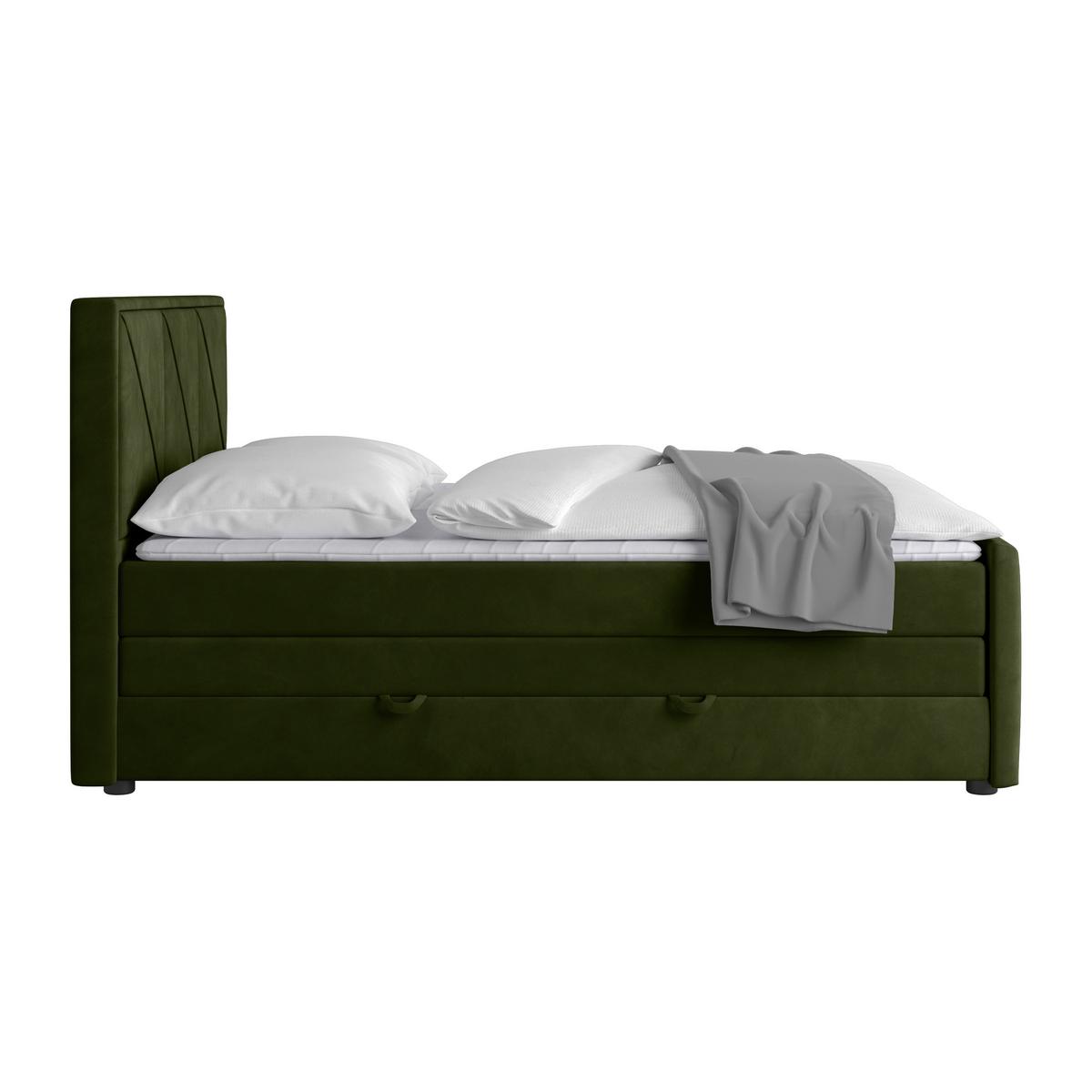 Boxspringbett mit Bettkasten 180x200 cm Bologna Grün - Schwarz/Grün, MODERN, Holz/Kunststoff (180/200cm) - MID.YOU