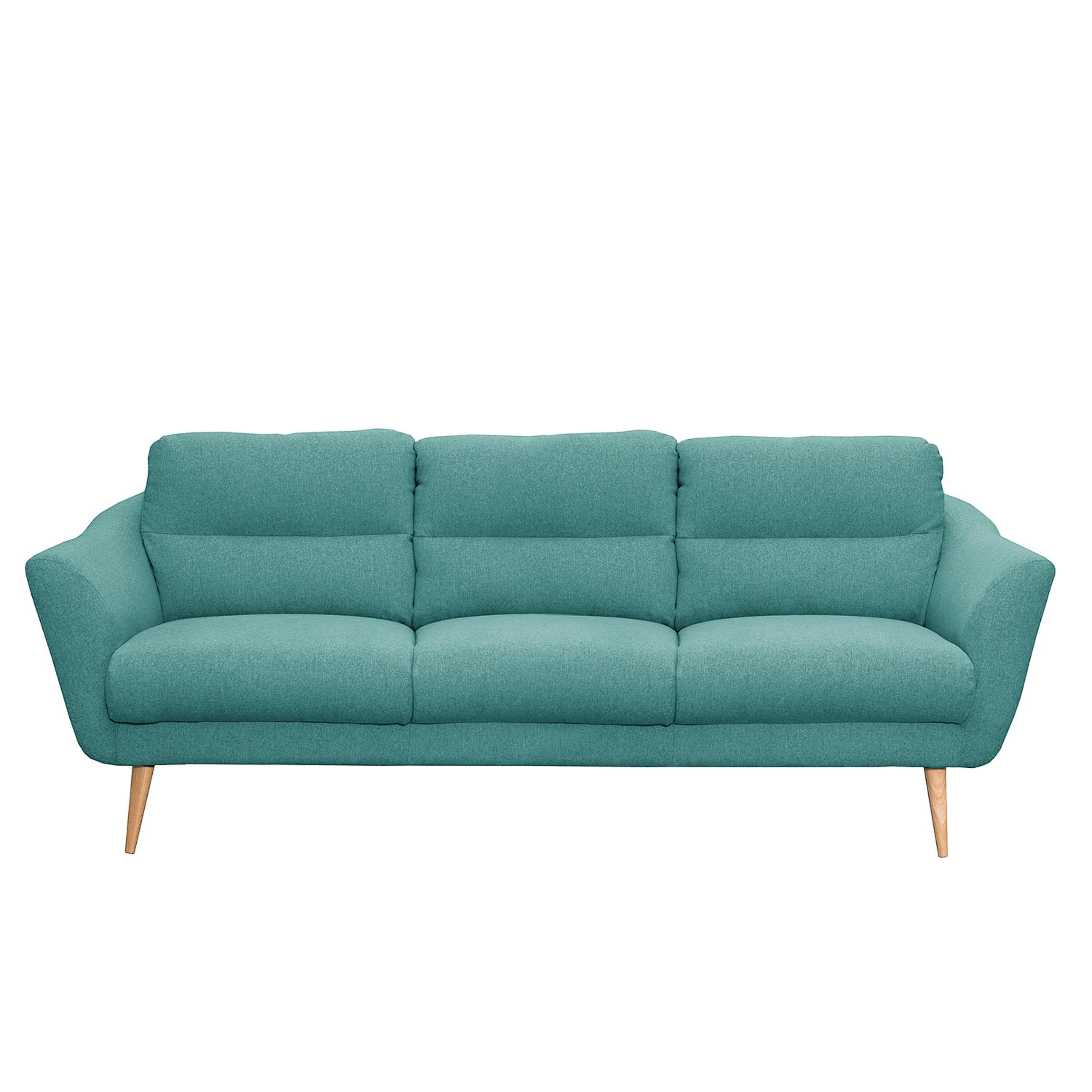 3-Sitzer-Sofa Tromso Türkis B: 209 cm - Türkis/Buchefarben, Design, Textil (209/87/88cm) - Livetastic