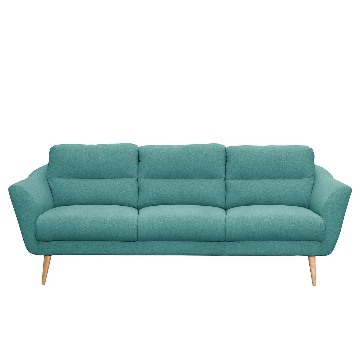 3-Sitzer-Sofa Tromso Türkis B: 209 cm - Türkis/Buchefarben, Design, Textil (209/87/88cm) - Livetastic