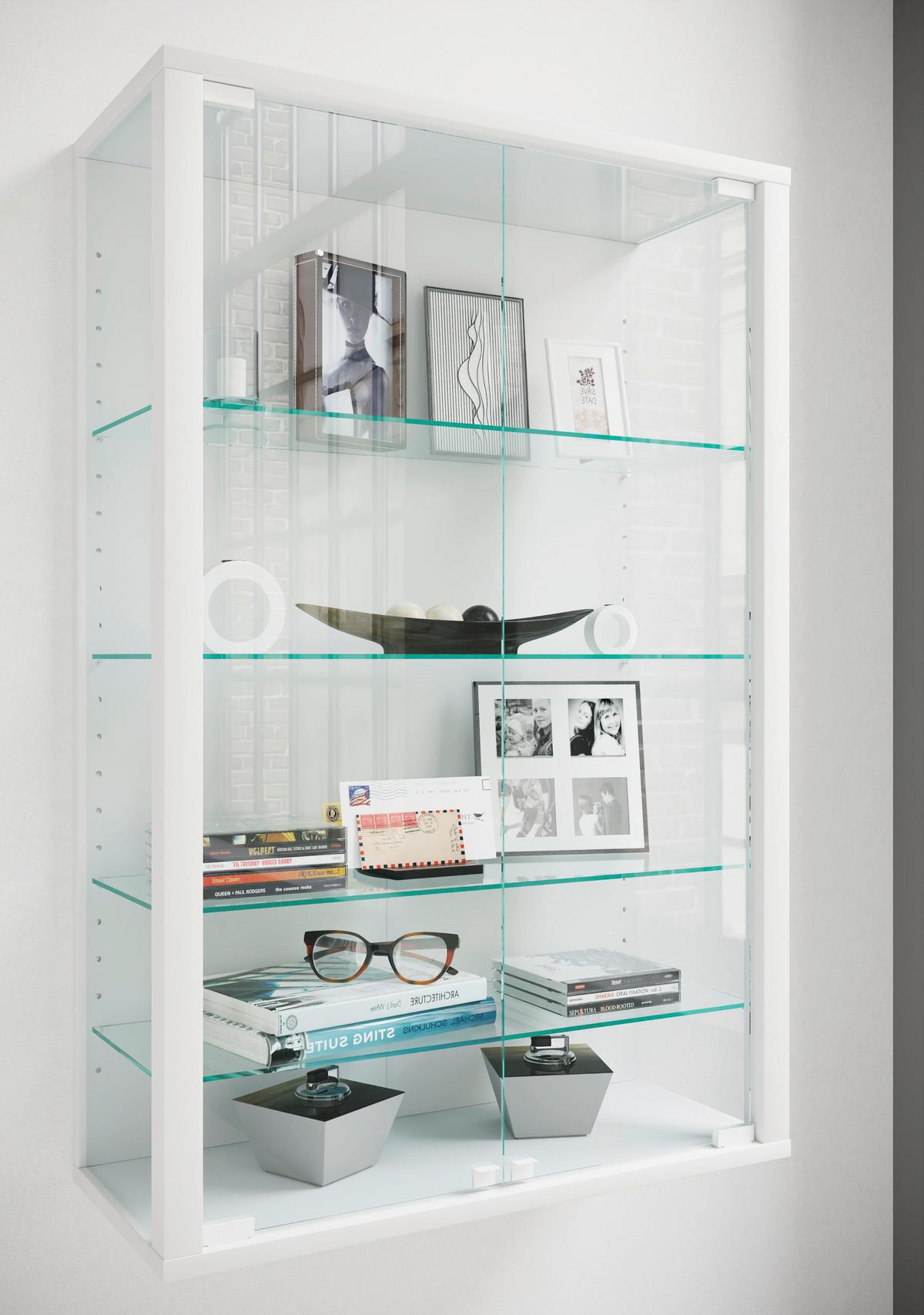 Hängevitrine Udina Weiß B: 59 cm - Klar/Weiß, Design, Glas/Holzwerkstoff (59/91/25cm) - Livetastic