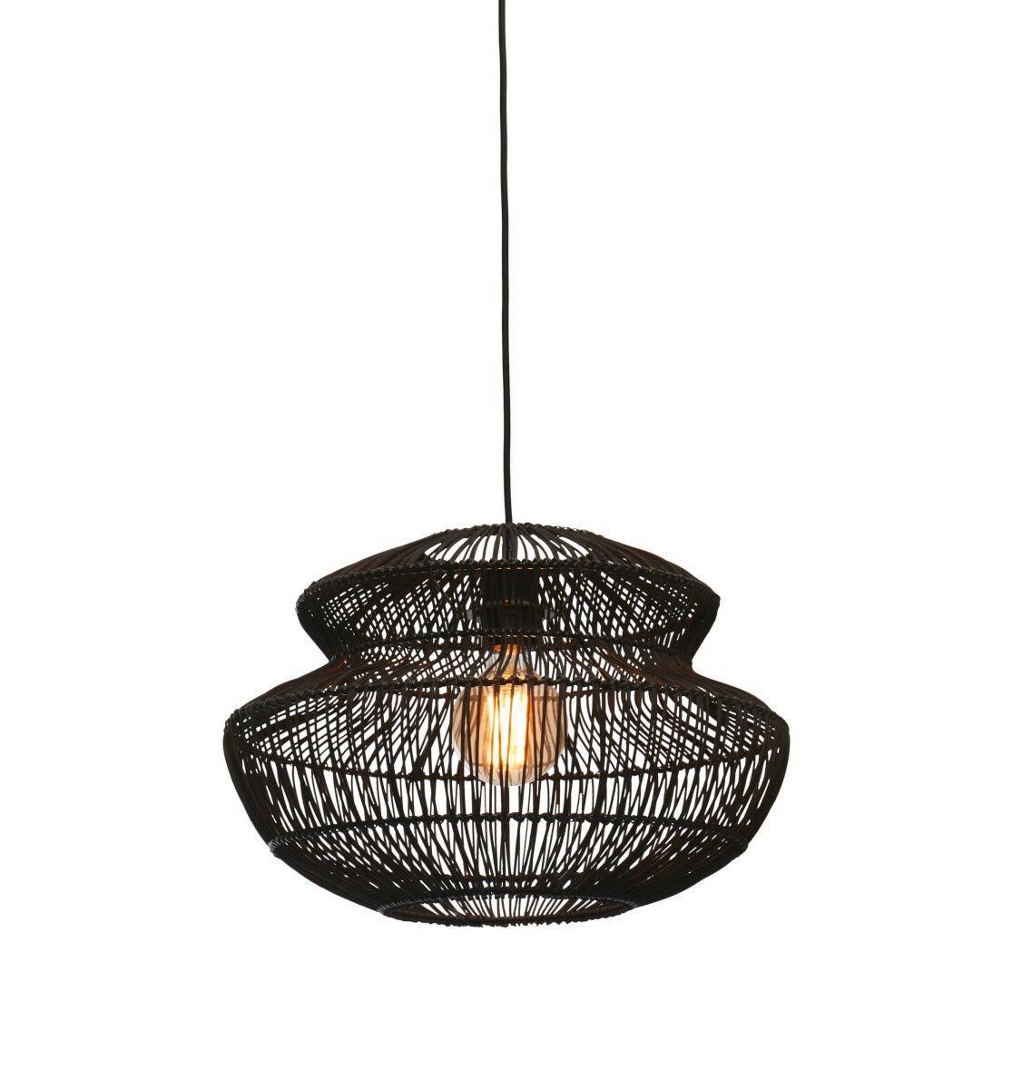 Hängeleuchte Zanzibar/H40/B - Schwarz, Trend, Naturmaterialien (40/30cm) - Good & Mojo