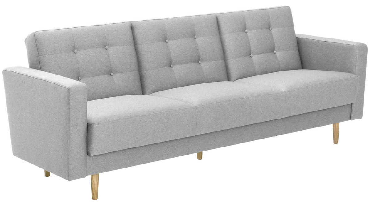3-Sitzer-Sofa + Schlaffunktion Jasmin mit Armlehnen Hellgrau - Eschefarben/Hellgrau, MODERN, Textil (224/81/83cm) - Max Winzer