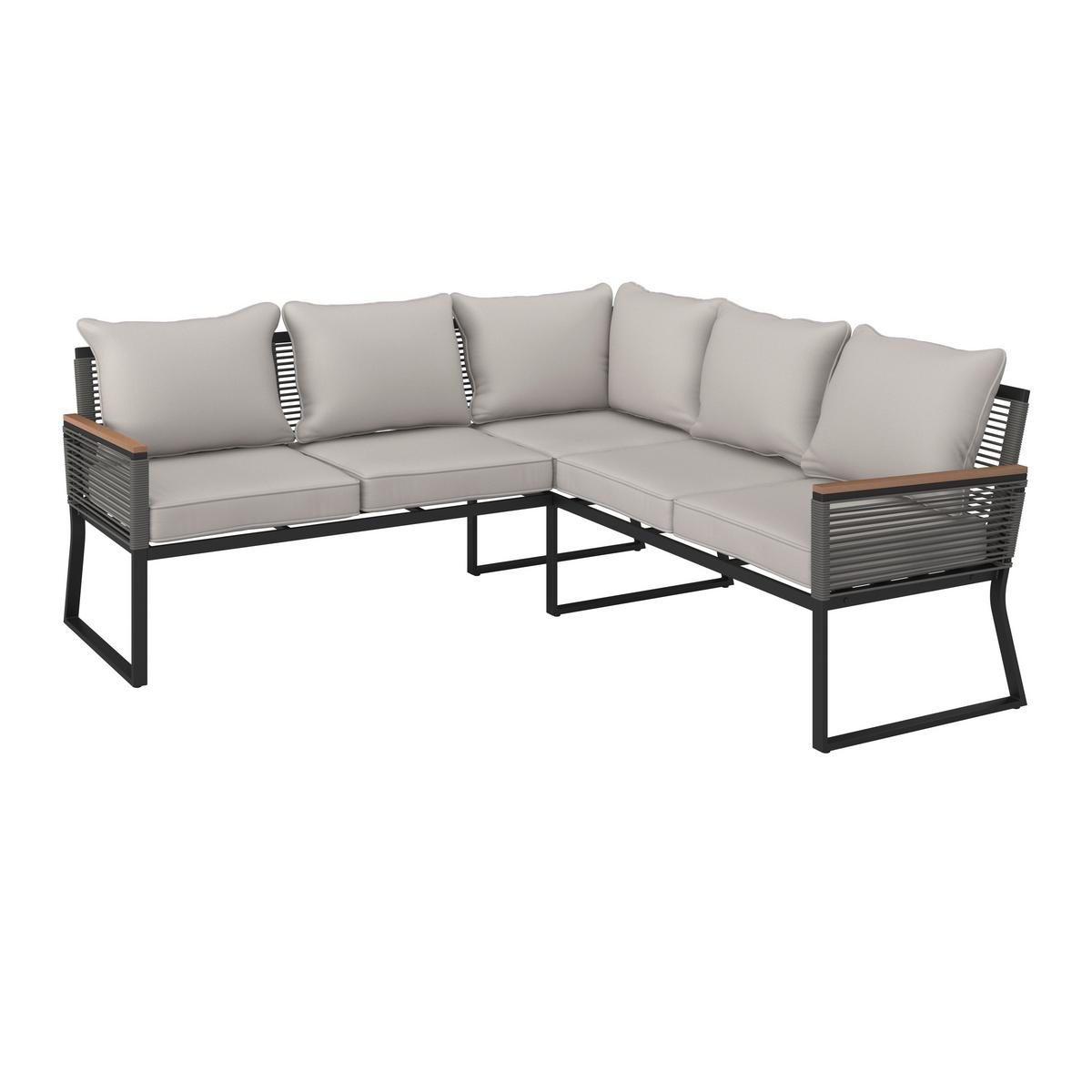 JEDÁLENSKÁ TERASOVÁ SÚPRAVA SONORA - čierna/prírodná farba, Modern, kov/textil (181/73/65cm) - Bessagi Garden