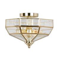 Deckenleuchte Park Ø 32 cm 2-flammig Antik-Style - Messingfarben, Natur, Glas/Metall (32/23cm) - Elstead Lighting
