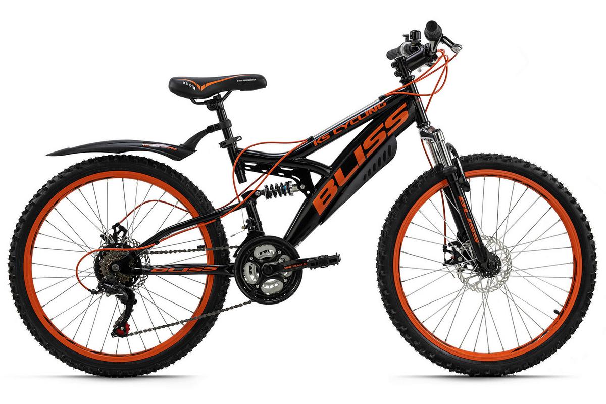 Kinderfahrrad 24 Zoll Mtb Bliss 18 Gänge - Schwarz/Orange, Basics, Metall (180/70/80cm) - KS Cycling