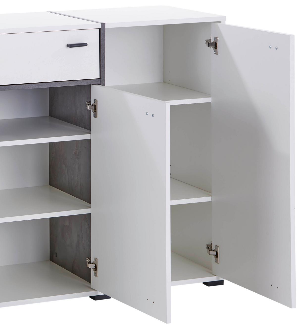 Kommode B: 187,5 Cm Miri, Weiß/betonoptik - MODERN, Holzwerkstoff (187,5/95,8/41,7cm)