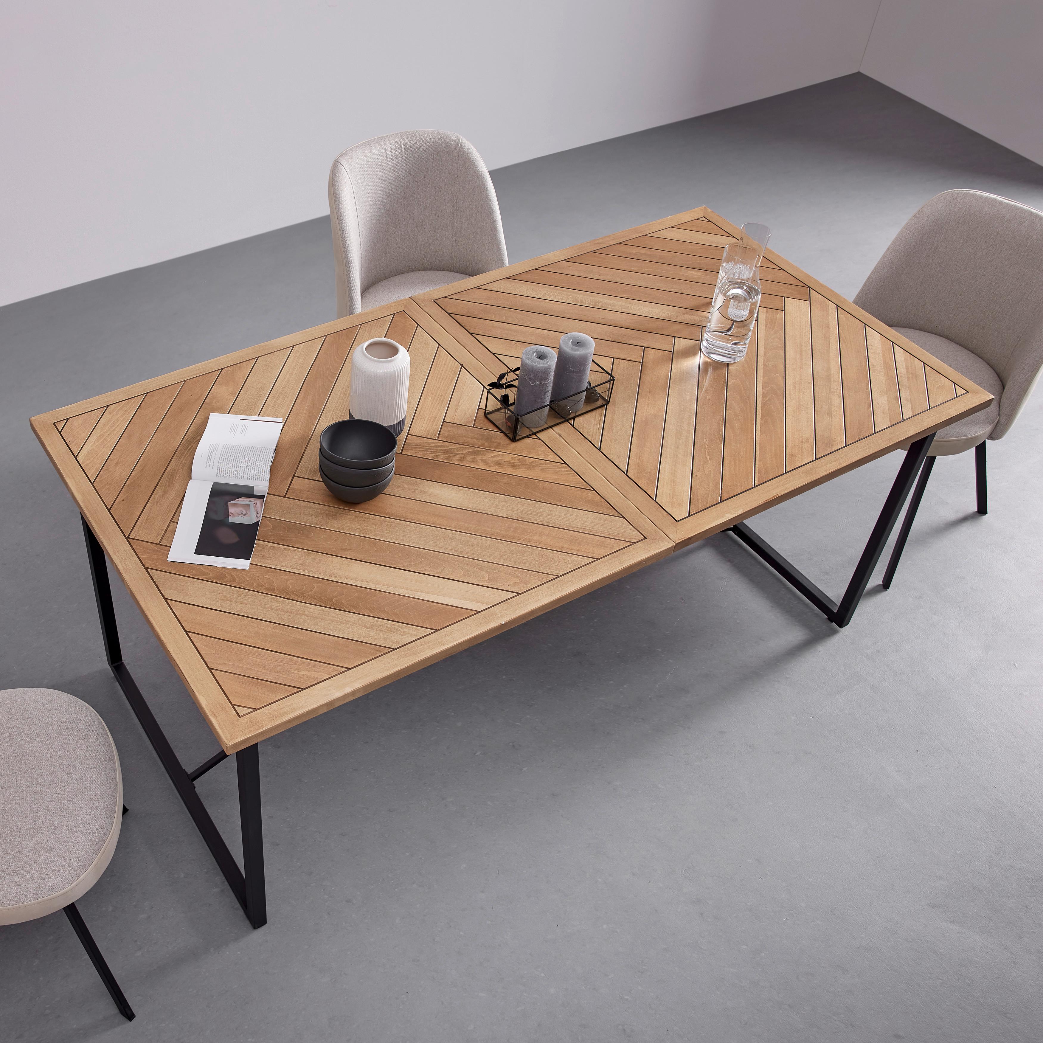 Rozkladací Jedálenský Stôl Catalina, 180-240 Cm, Dub - farby dubu/čierna, Moderný, kov/drevo (180-240/90/76cm) - Livetastic