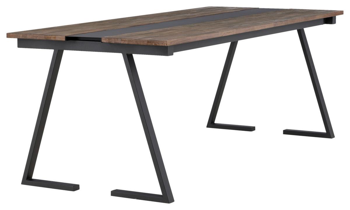 Esstisch Jakarta - Schwarz/Teakfarben, Design, Holz/Metall (200/90/75cm) - Livetastic
