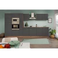 Küchenzeile mit Geräten B: 360 cm Grau/Eiche Dekor - Eichefarben/Grau, Design, Holzwerkstoff (360cm) - Respekta