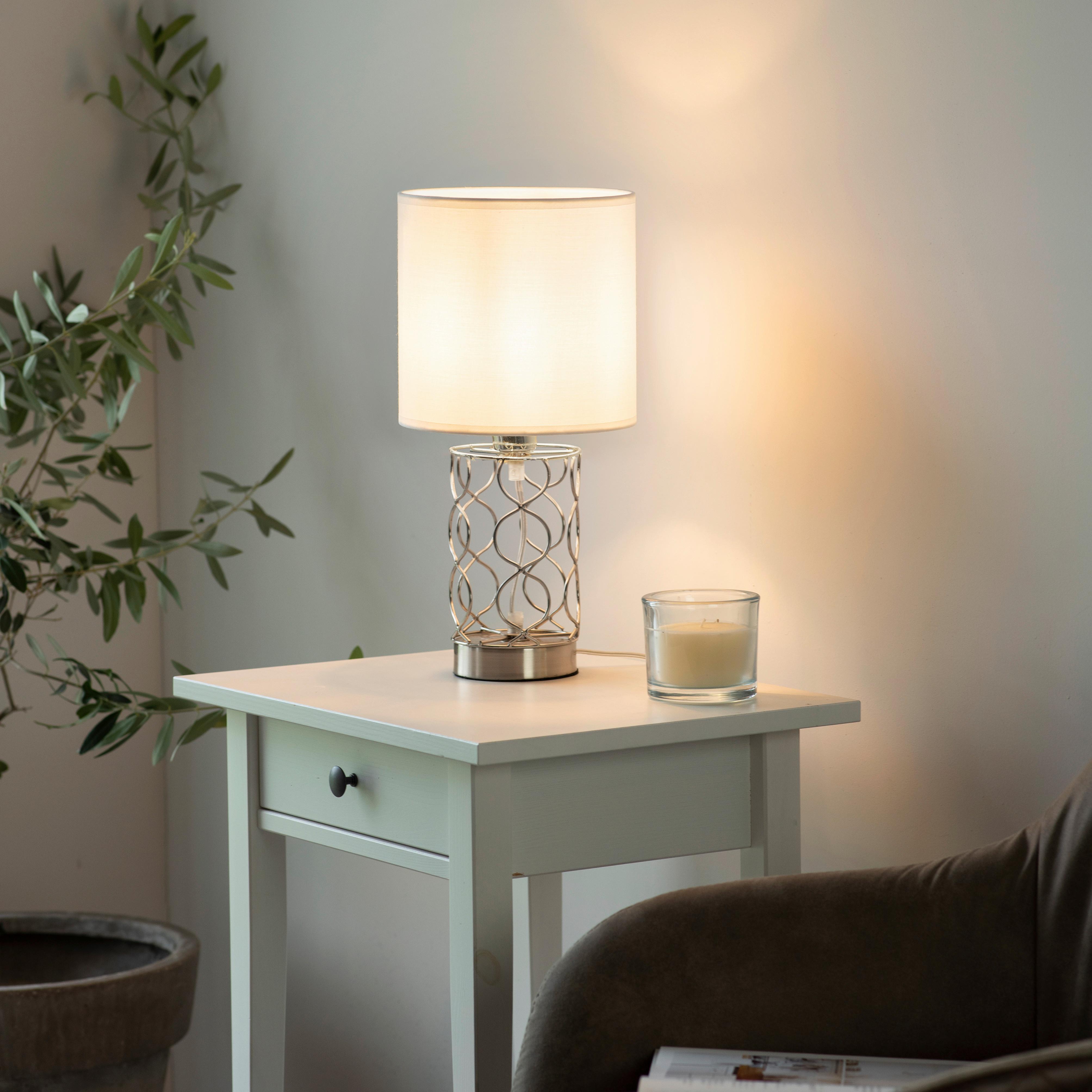 Stolná Lampa Deva Strieborná - strieborná, Moderný, kov/plast (19/19/27cm)