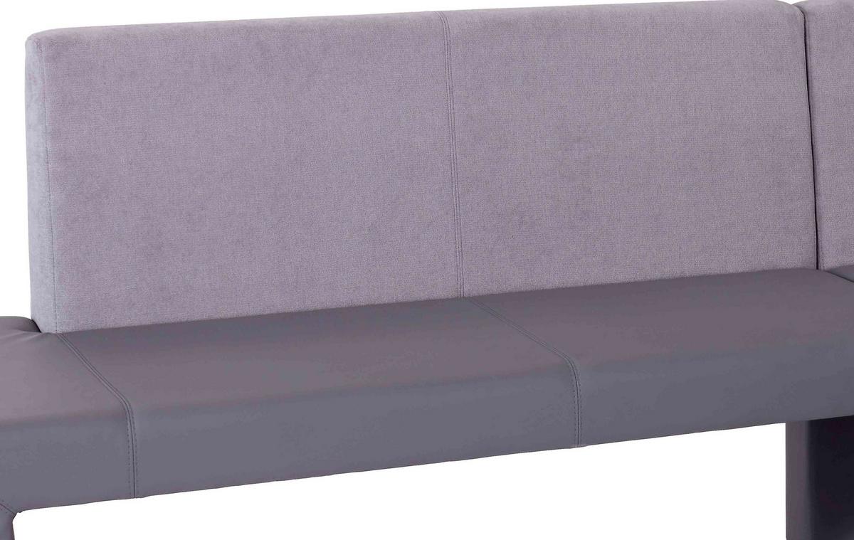 Eckbank Grau Lederlook / Webstoff Valun II 203x160 cm - Grau, KONVENTIONELL, Karton/Holz (203/160cm)