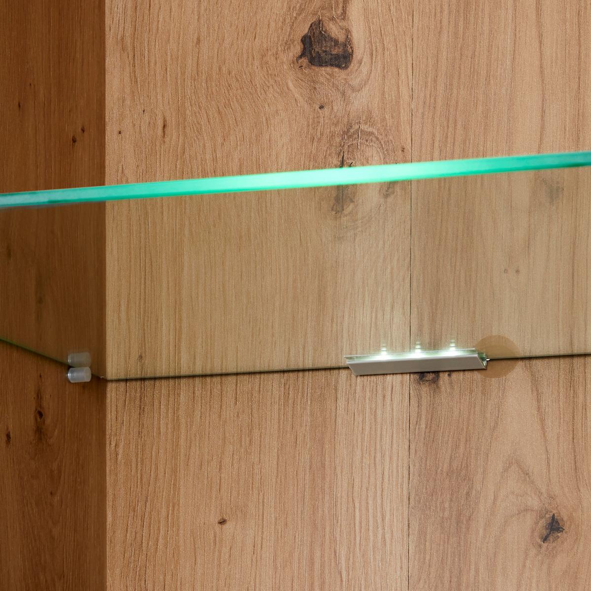 Vitrine Kashmir New B: 57 cm inkl. LED, Eiche Dekor/Weiß - Eichefarben/Schwarz, MODERN, Glas/Holzwerkstoff (57/192/41cm) - James Wood
