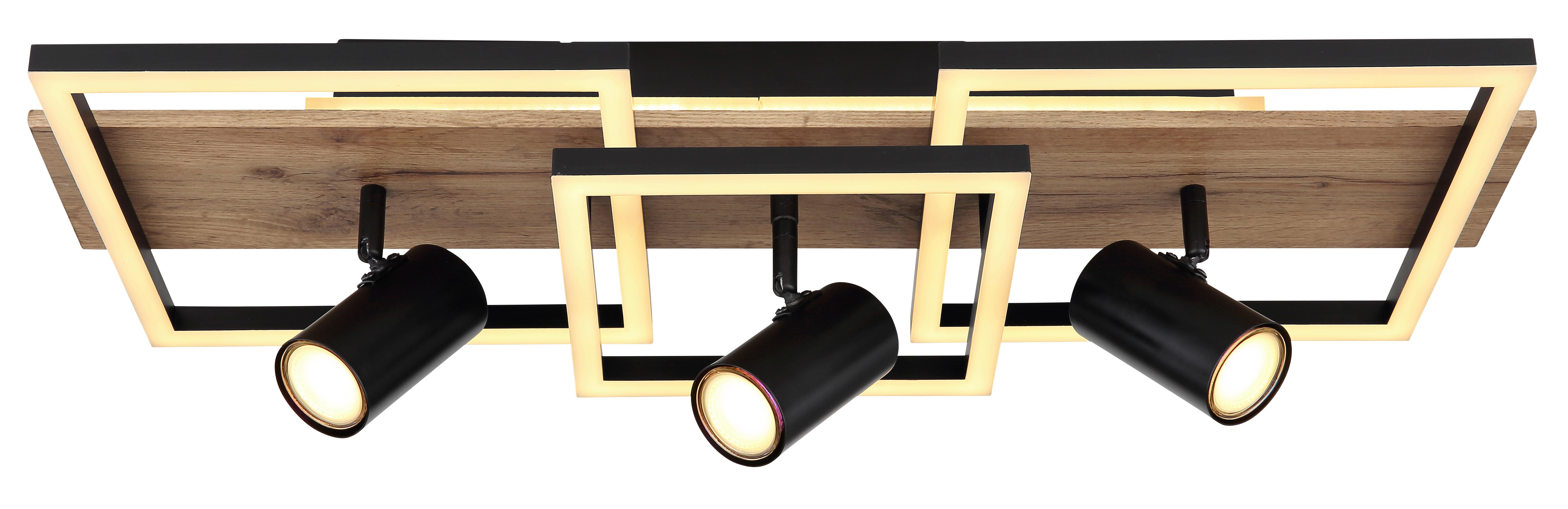 LED-Deckenleuchte 67305d2 - Schwarz/Naturfarben, Design, Holzwerkstoff/Kunststoff (72/27/18cm) - Globo