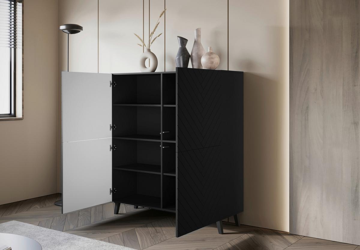 Vysoká komoda PHUKET š: 120 cm - čierna, Design, kompozitné drevo/plast (120/132/39,1cm) - Livetastic