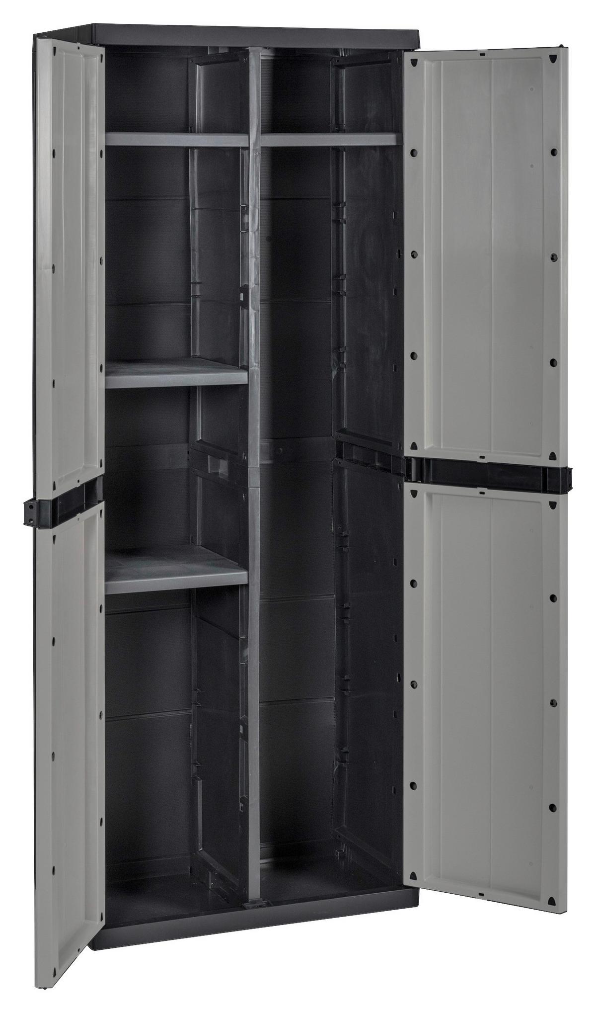 Geräteschrank Groß Hellgrau/Schwarz - Hellgrau/Schwarz, Basics, Kunststoff (65/165/37cm)