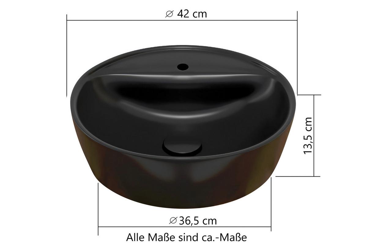 Waschbecken Mit Unterschrank Chester B: 80 Cm - Eiche Wotan/Schwarz, MODERN, Holzwerkstoff/Stein (80cm) - Held