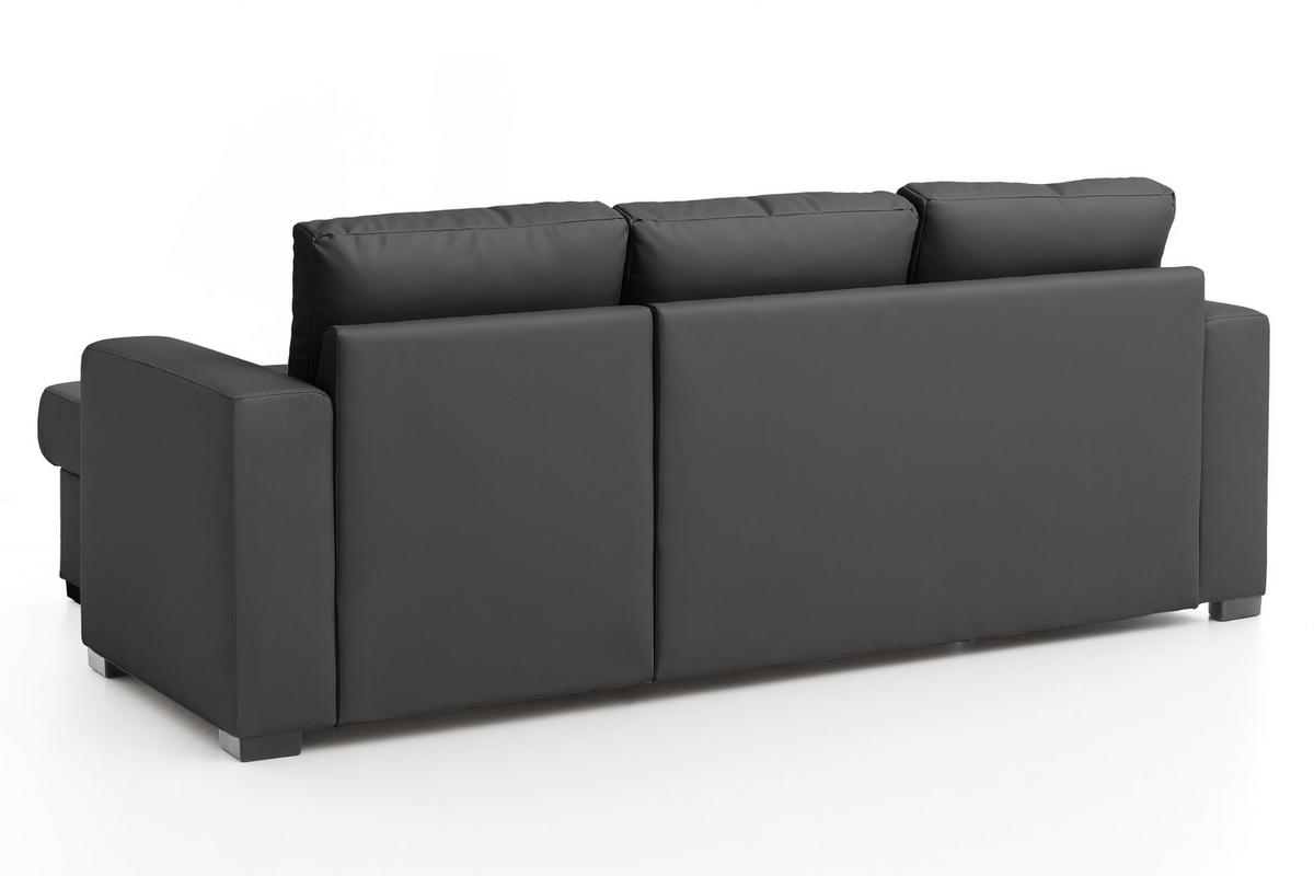 Ecksofa mit Schlaffunktion + Bettkasten Cristiano Lederlook - Dunkelgrau, Basics, Textil (220/150cm) - MID.YOU