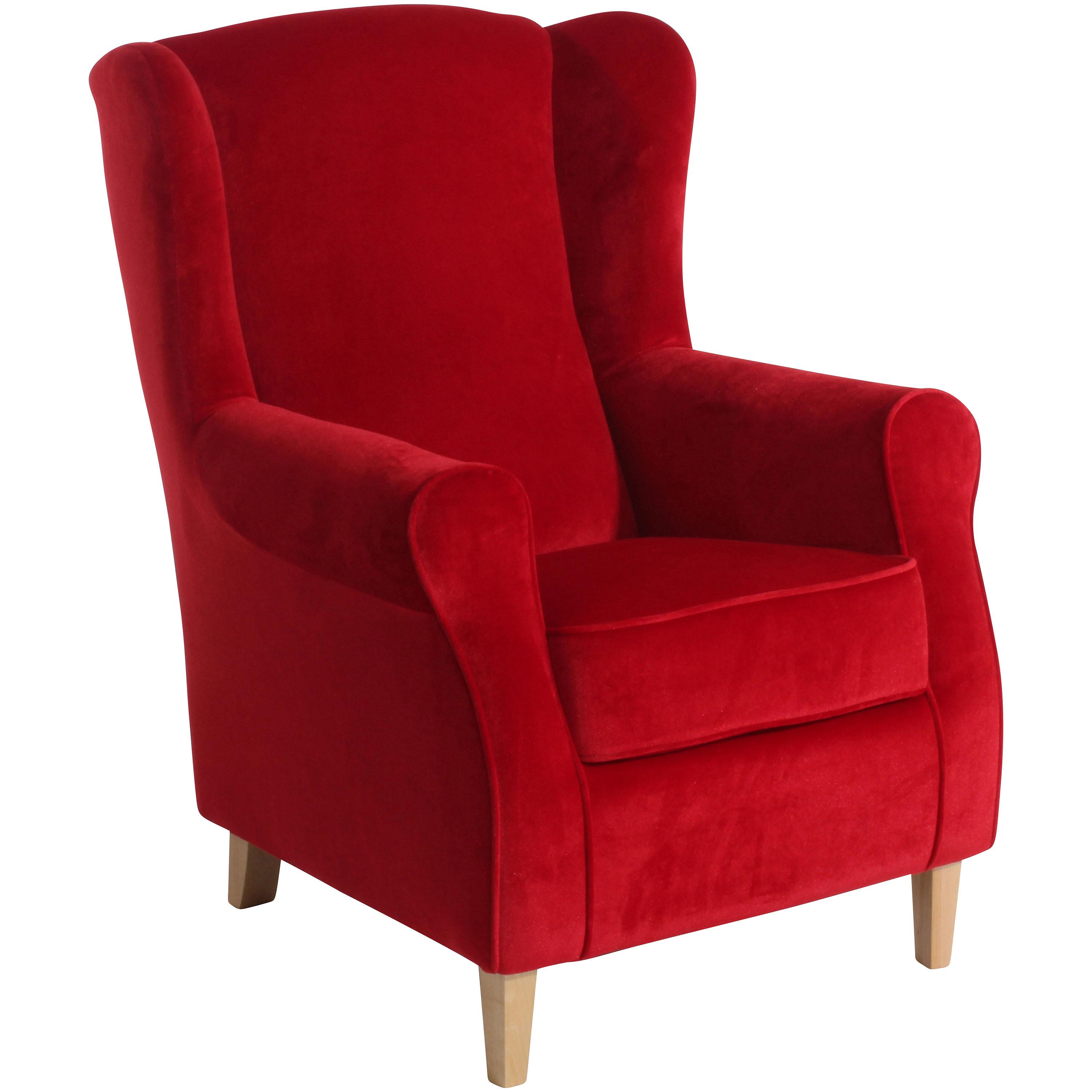 Ohrensessel Lorris - Buchefarben/Rot, Design, Textil (77/103/86cm) - Max Winzer