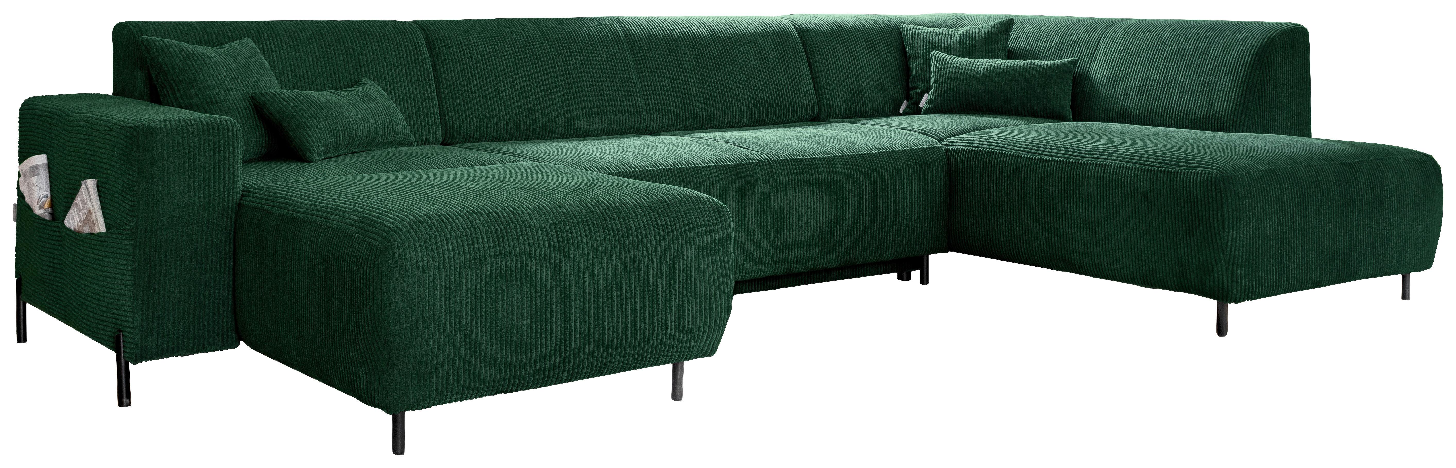 Wohnlandschaft Cuddly Mia Flaschengrün B: 326 Cm - Dunkelgrün/Schwarz, Textil (165/330/192cm) - MID.YOU