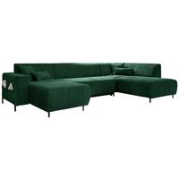 Wohnlandschaft Cuddly Mia mit Bettkasten Flaschengrün - Dunkelgrün/Schwarz, Textil (165/330/192cm) - MID.YOU