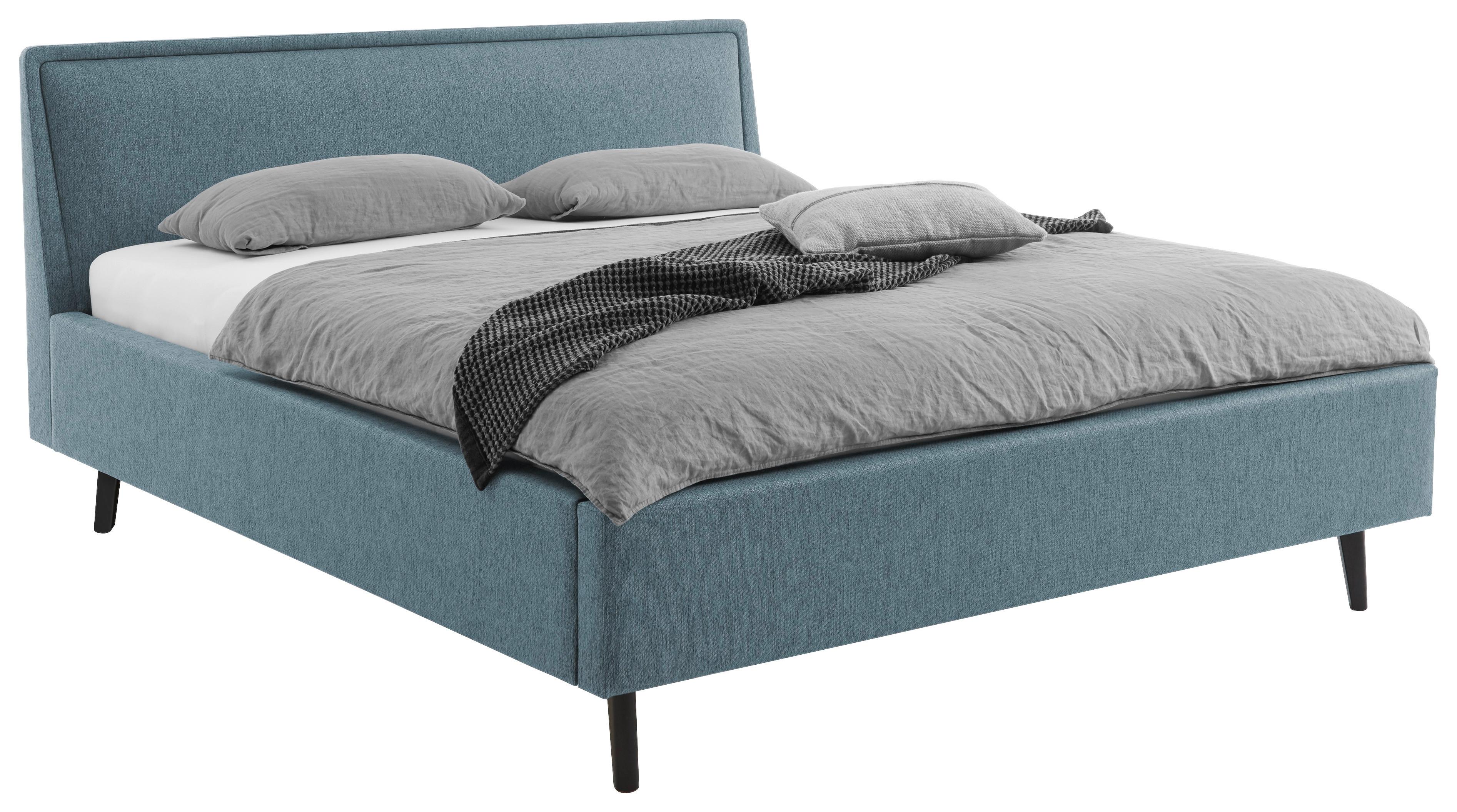 Polsterbett Frieda 160x200cm Blau, Inkl. Bettkasten - Blau/Schwarz, KONVENTIONELL, Holz/Textil (160/200cm) - Livetastic