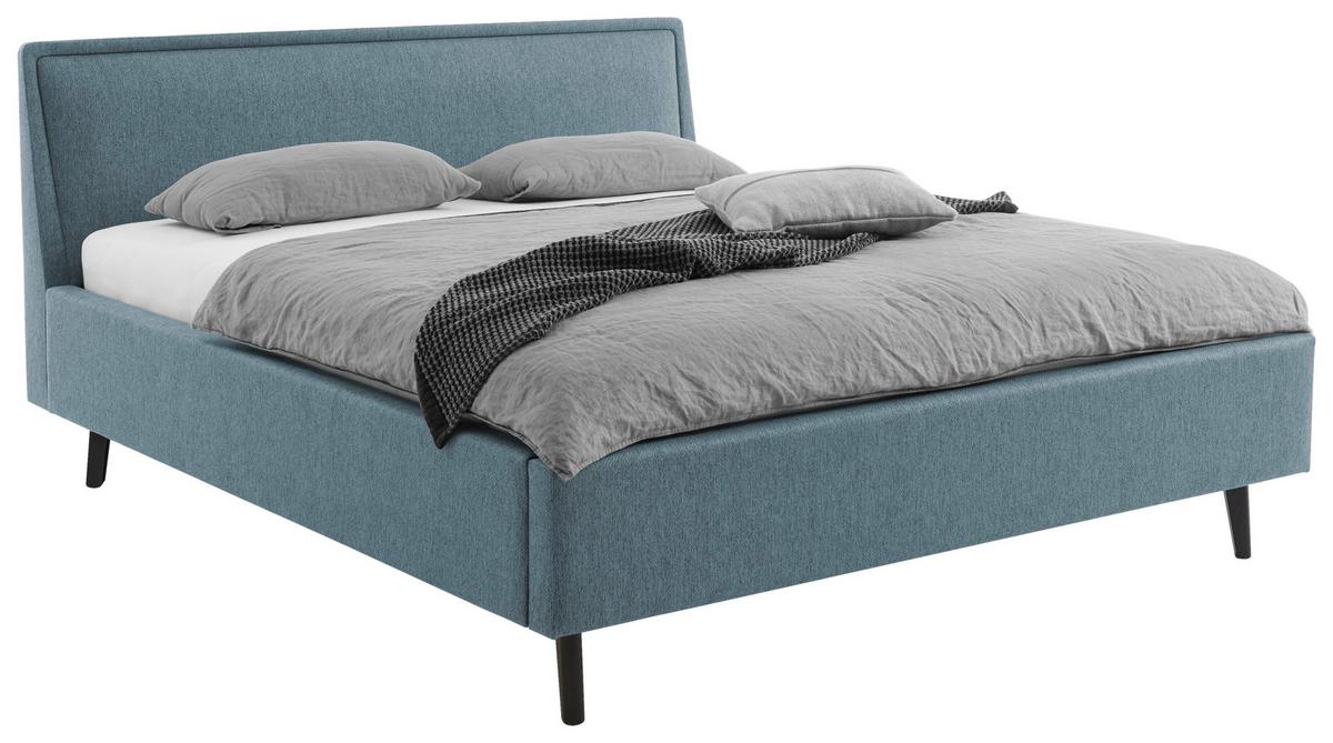 Polsterbett Frieda 140x200cm Blau, inkl. Bettkasten - Blau/Schwarz, KONVENTIONELL, Holz/Textil (140/200cm) - Livetastic