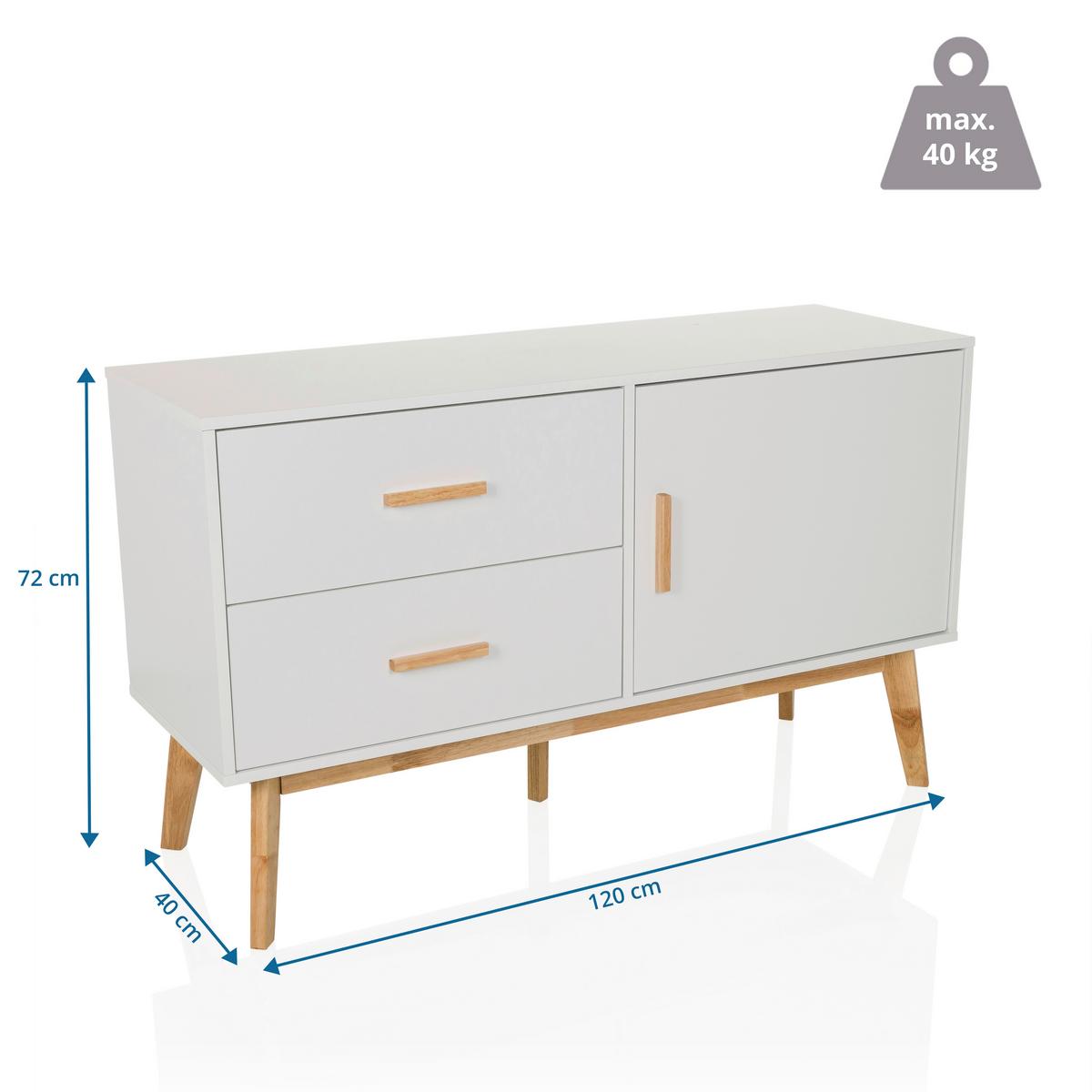 Sideboard Tarolo Weiß B: 120 Cm - Hellbraun/Weiß, MODERN, Holzwerkstoff (120/72/40cm) - MID.YOU