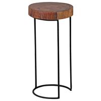 Príručný stolík Akola masív - čierna/farba indického palisandra, Design, kov/drevo (28/28/55cm) - MID.YOU