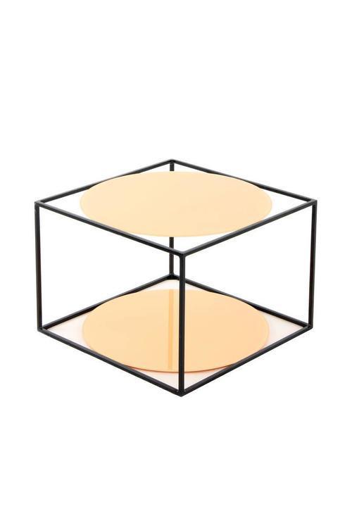 Beistelltisch In Würfelform Cody, Orange/Schwarz - Schwarz/Orange, Basics, Glas/Metall (50/50/36cm) - Kayoom