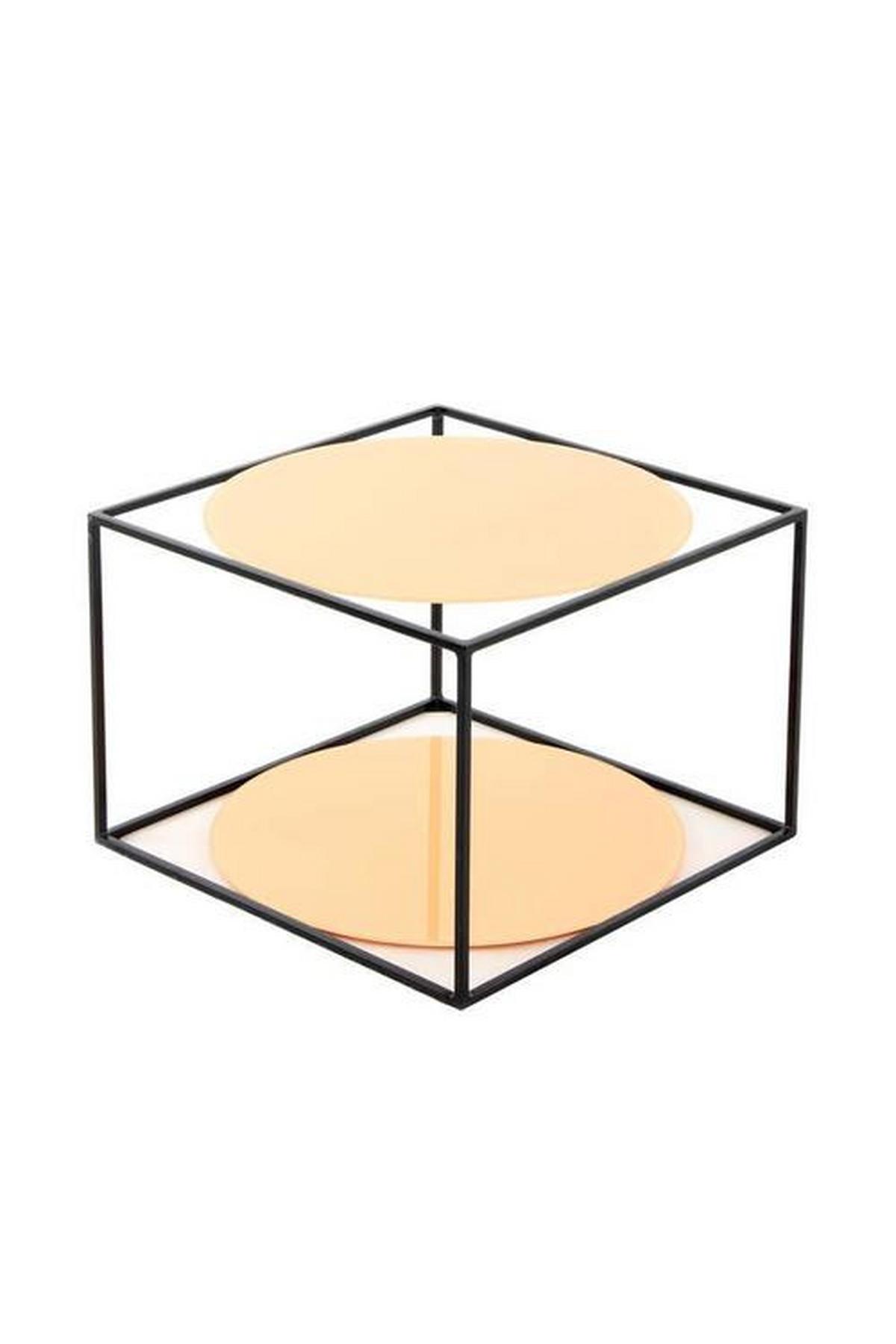 Beistelltisch In Würfelform Cody, Orange/schwarz - Schwarz/Orange, Basics, Glas/Metall (50/50/36cm) - Kayoom