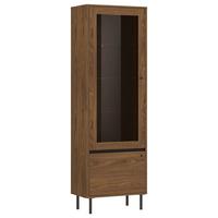 Vitrine Revillo Nussbaumfarben B: 63cm - Nussbaumfarben/Schwarz, Basics, Glas/Holzwerkstoff (63/195/40cm)
