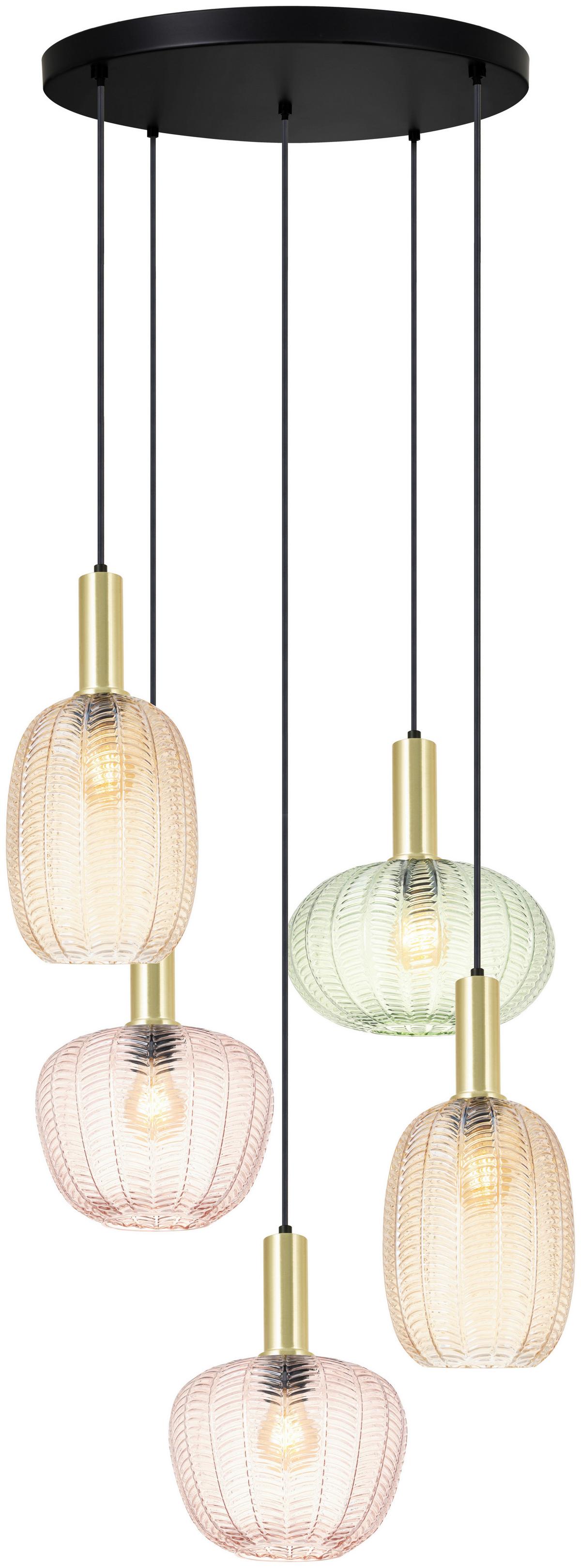HÄNGELEUCHTE BUNTI - Pink/Goldfarben, MODERN, Glas/Metall (65/60/120cm)