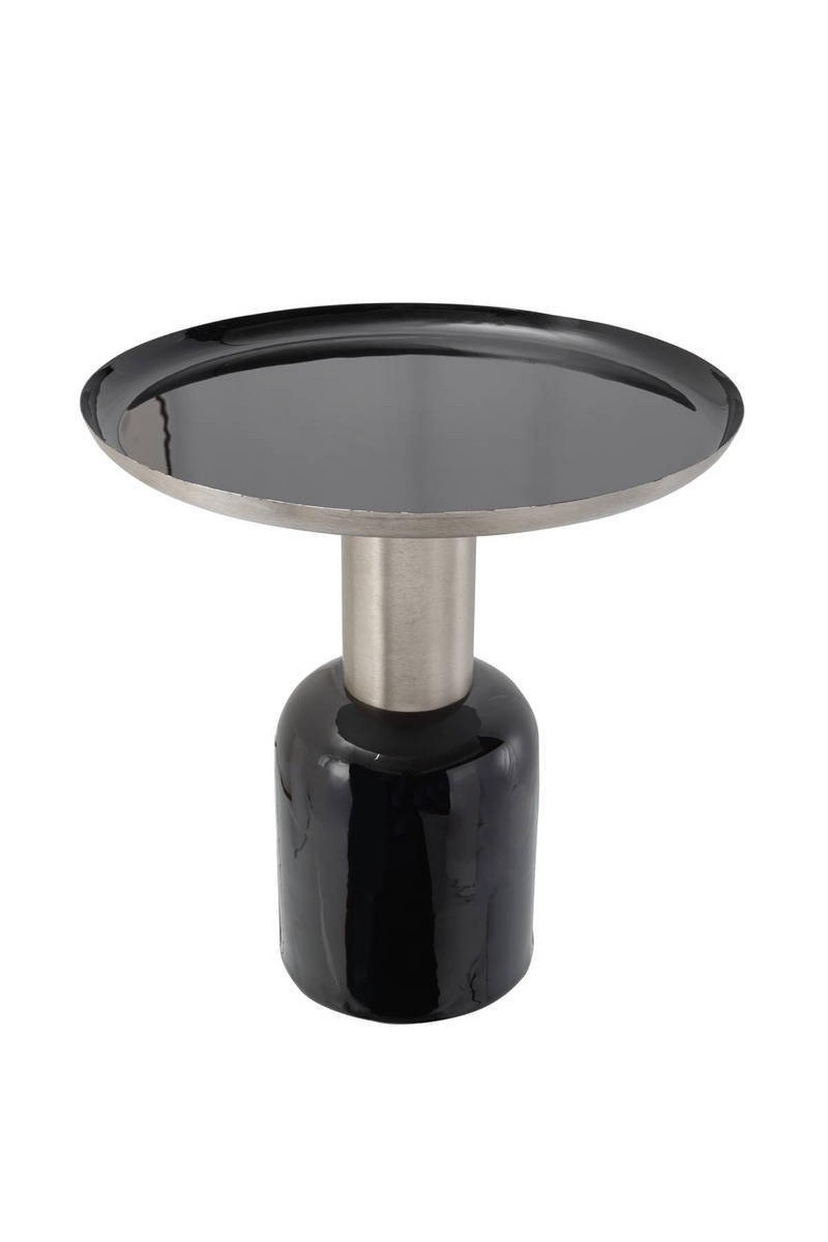 Beistelltisch Art Deco Schwarz/silberfarben - Silberfarben/Schwarz, Trend, Metall (50/50/52cm) - Kayoom